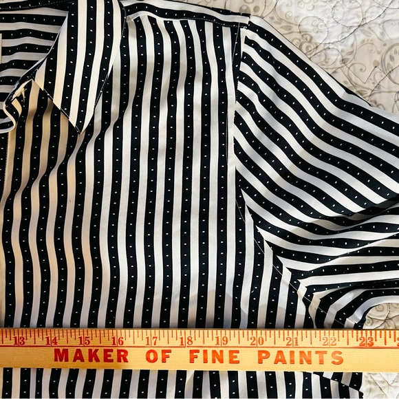 Chico's Black & White Striped Button-down 3/4 Sleeve Shirt Classy Career Sz 3 - Picture 3 of 7